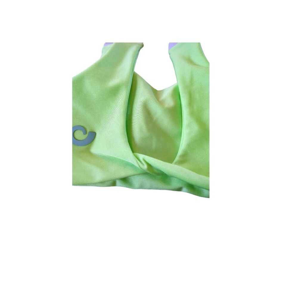 Cajubrasil Twist Back Sport Bra Lime Green And Purple Size M - Picture 3 of 6